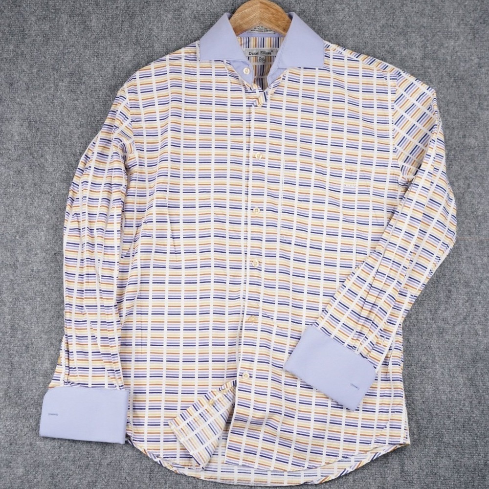 Daniel Ellissa Dress‎ Shirt Mens 15.5 33/34 Multi Color Geometric French Cuff